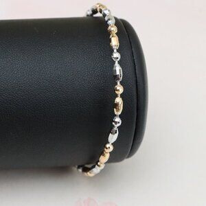 "Dual-Tone Beaded Rose Gold & Silver Bracelet with Adjustable Fit, XPBL0777